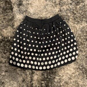 Pendleton Polka Dot Flared black and White Dot Skirt Silk  Sz 12